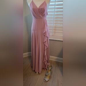 Astr Blush Maxi Skirt with Ruffle Detail